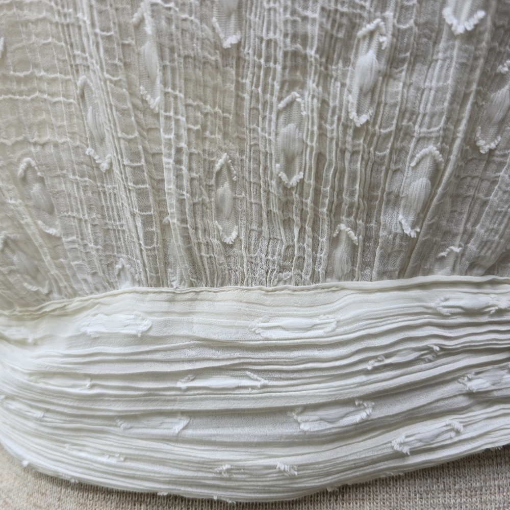 ASOS DESIGN Top High Neck Sheer Boho Textured Cream Material Tie Size 8 - Picture 8 of 16